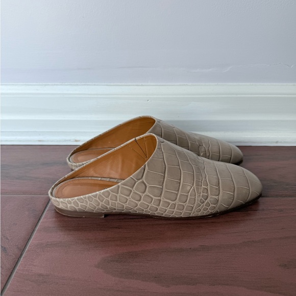 Emme Parsons Taupe Croc-Embossed Glider Slippers - Picture 5 of 5